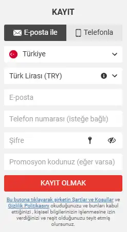 Megapari Üyelik Kaydı
